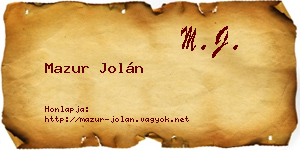 Mazur Jolán névjegykártya